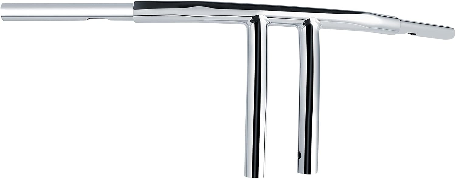Green-L 1 1/4" T Bar Handlebar Fit for Harley Sportster XL1200 XL883 Softail Dyna (Chrome, 10" Rise)