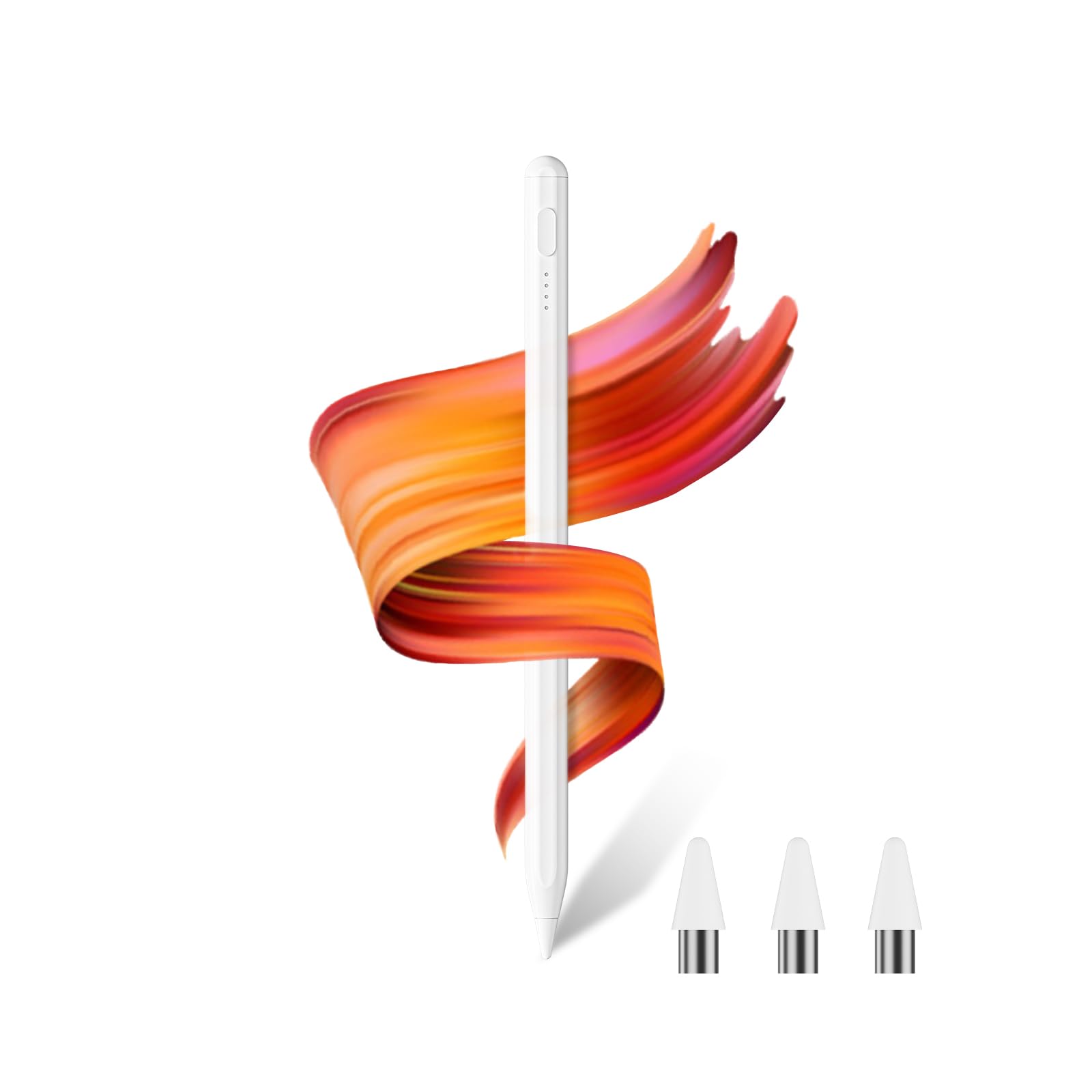 【2025新登場】タッチペン 全機種対応 スタイラスペン 超高精度 誤ON&OFF防止 電量表示 磁気吸着機能 type-C急速充電 12g超軽量 耐久性 極細 3つ交換用ペン先付き Pad・Phone・Android・スマホ・タブレット全機種対応 ホワイト