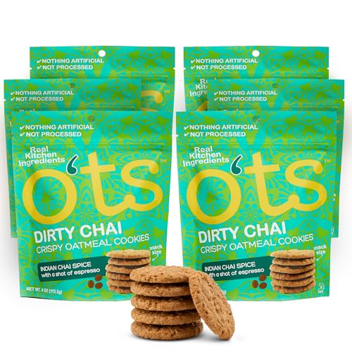 O’ts Dirty Chai Oatmeal Cookies By Nina’s Fresh Batch, (4 oz - Pack of 6) - 24 Count, Baked Treat with A Blend of Cinnamon, Ginger, Star Anise & Espresso - Made with Real Butter - Spiced Coffee Cookies
