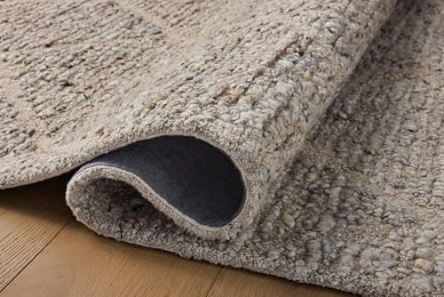 Image of Loloi Magnolia Home by Joanna Gaines Jones Pebble 2'-3 inch x 3'-9 inch Accent Rug | Magnolia Home by Joanna Gaines JON-03 Approx. 2x4 Grey Entryway Kitchen, Plush, Organic, Hand-Tufted, Low-Pile, Accent Rug