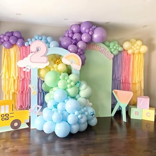 Image of Pastel Balloons, 60PCS Macaron Pink Purple Blue Latex Balloon, Pastel Color Ice Cream Balloon for Kids Rainbow Party Baby Shower Wedding Unicorn Ice Cream Birthday Party Decorations Supplies
