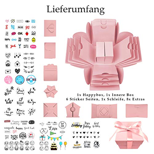 Explosionsbox Happy Box Überraschungsbox aus hochwertigem Papier