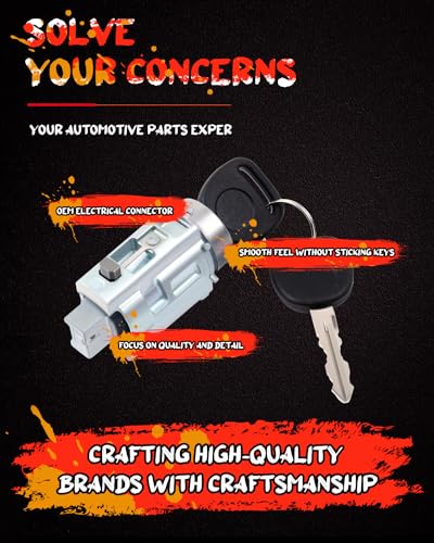 OE 12458191 Ignition Lock Cylinder with Keys Compatible with Lock Cylinder w/2 Keys for Chevy for Malibu Impala Olds Alero for Pontiac Grand Am