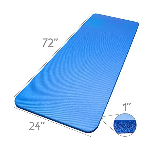 Yoga-Cloud-Extra-Thick-1-Exercise-Mat-with-Shoulder-Sling-25mm-Non-slip-Moisture-Resistant-Foam-Cushion-for-Pilates-and-Working-Out-Ultra-Balance-Support-for-Joint-Health-Physical-Therapy Crown Sporting Goods 1" Yoga Cloud Extra Thick Exercise Mat - 72" x 24" with Carry Strap - Exercise Mats for Home Workout - Yoga and Pilates Exercise Workout Mat - 4X Thick Yoga Mat (Blue)