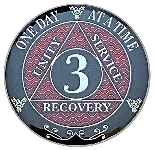 3 Year AA Coin Silver Color Plated-Medallion, Recovery Chip, 12 Step Token, Alcoholics Anonymous Coin