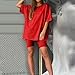 Maternity Summer Outfits,Womens Short Sets 2 Piece Outfits 2025 Summer Lounge Set Plus Size Crewneck T Shirts Biker Shorts Casual Athletic Outfit Red 01 Large