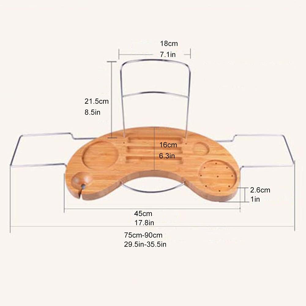 Bamboo Bathtub Tray Wooden Bathroom Extendable Bracket Can Be Placed Books and Integrated Tablet Smart Phone and Wine Rack Gifts for The Beloved image 2