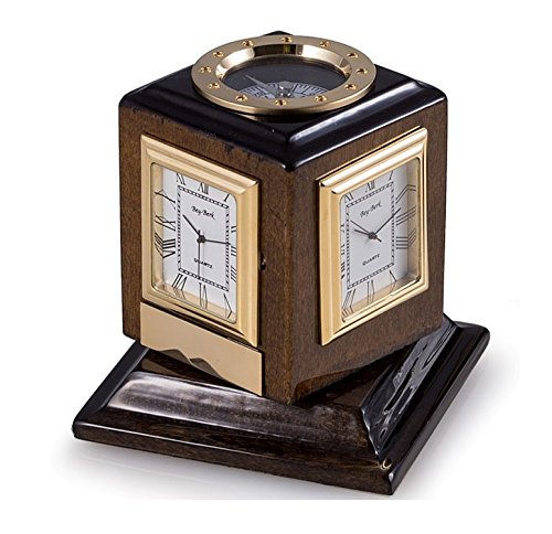 Desk Clocks - Multiple Time Zone Revolving Desk Clock With Compass #TOP7
