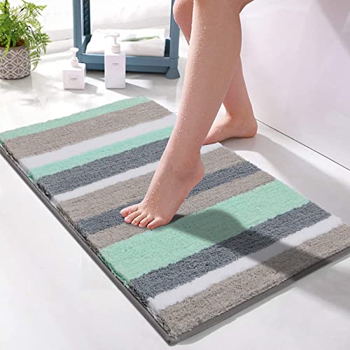 Hebe Non Slip Bathroom Rug Mat Shag Microfiber Shower Bath Rug Absorbent Bath Mat For Bathroom,Machine Washable 18"X26" Small #TOP6