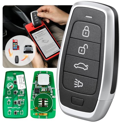 Autel Original Blank Key, IKEYAT004CL, 2026 Programmable Universal Key Fob Replacement, 4-Button OE-Quality for 700+ Vehicles, OBD Learning, Dual-Band, 130FT Remote, Work w/ KM100 Scan Tool