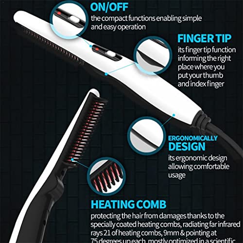 Peine multifuncional para modelado, alisado y rizado de barba y cabello, eléctrico con cerdas calientes iónicas miniatura 3