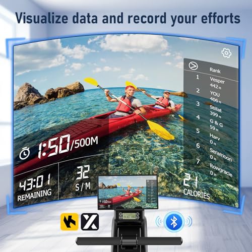 Rowing Machine, MOSUNY Magnetic Rowing Machines for Home Gym with 16 Levels Resistance, Maximum Load of 350 LB, Upgrade to Double Slide Rails, App Supported, Vertical Storage - Image 5