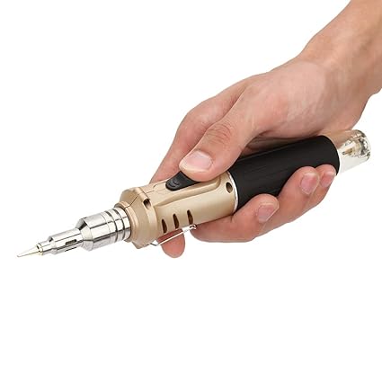Soldering Torch Kit, Multipurpose Butane Torch, Cordless Automatic Ignition 10pcs IC Board Aviation Repair Electrical Appliance for Car Repair(Golden Handle)