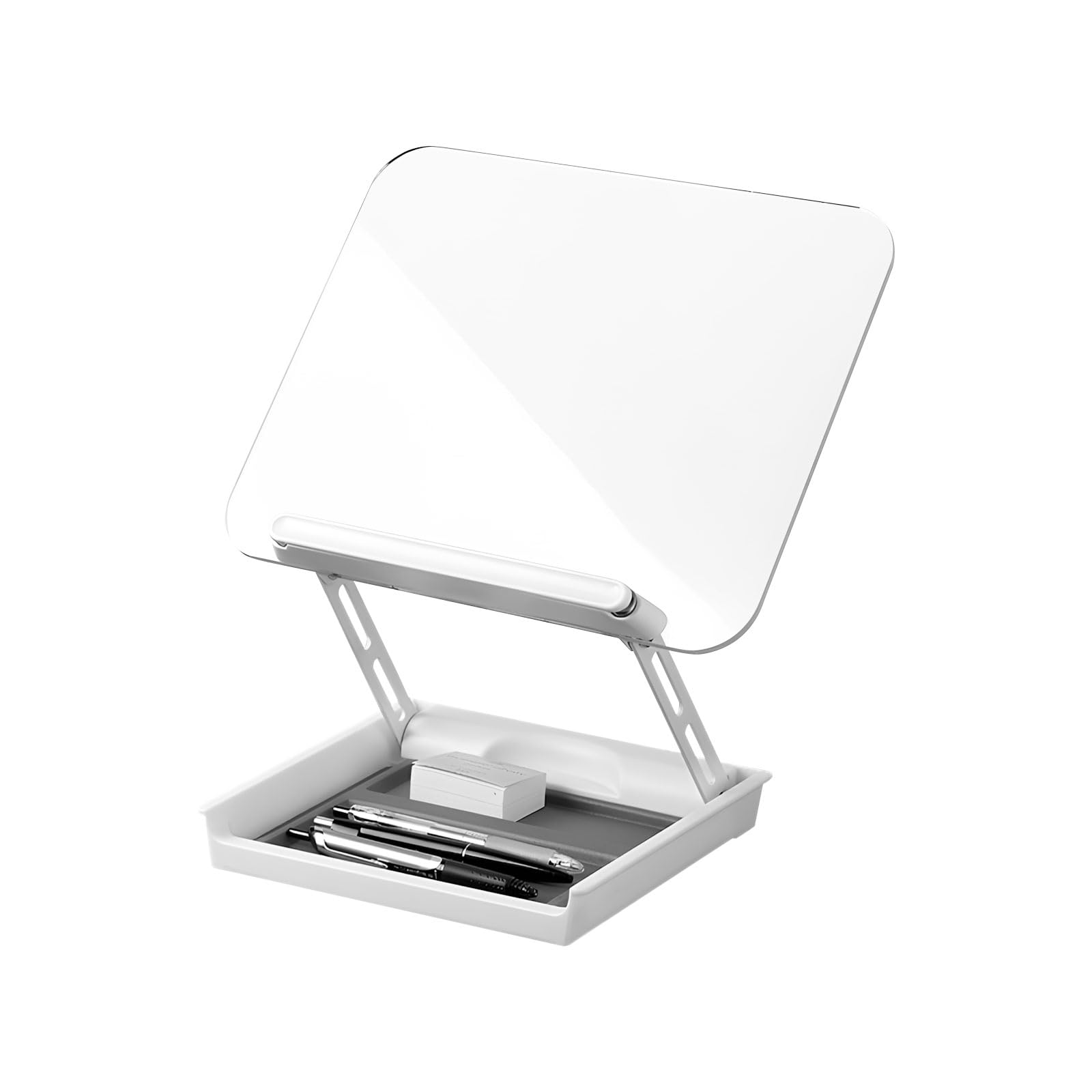 Supporto per libri in acrilico trasparente con cassetto nascosto regolabile per leggere lavori cucina, contenere tablet, libri cucina, accessori da scrivania