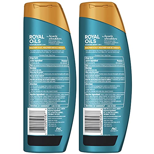 Head & Shoulders Dandruff Shampoo & Conditioner 2 In 1 Royal Oils Moisture Boost, Scalp Care For Natural And Curly Hair, Coconut Oil And Apple Cider Vinegar, Sulfate Free, 27 Fl Oz, 2 Count #TOP5