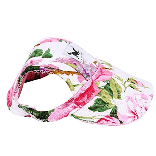 Cade Flower Pattern Nylon Baseball Cap/Dogs Hat/Visor Cap with Ear Holes for Small Dogs (Floral Print-M)