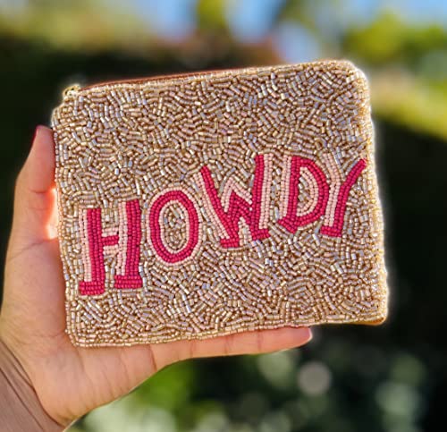 Twine And Love Howdy Coin Purse Pouch, Coin Purse Pouch, Beaded Coin Purse, Cute Coin Brown #TOP2