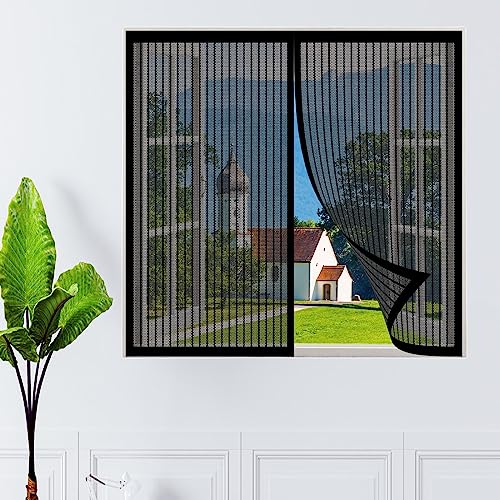 Rideau Aimantée Anti moustique 260 x 185 cm Filet Écran Insecte Installation sans Outil pour fenêtres de balcon, Noir