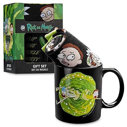RICK AND MORTY Taza con Calcetines Set Regalo Friki Hombre con Taza Ceramica y Calcetines Divertidos, Idea Regalo para Hombre y Adolescentes | Ya disponible en tu tienda friki favorita! En mundofriki.es!