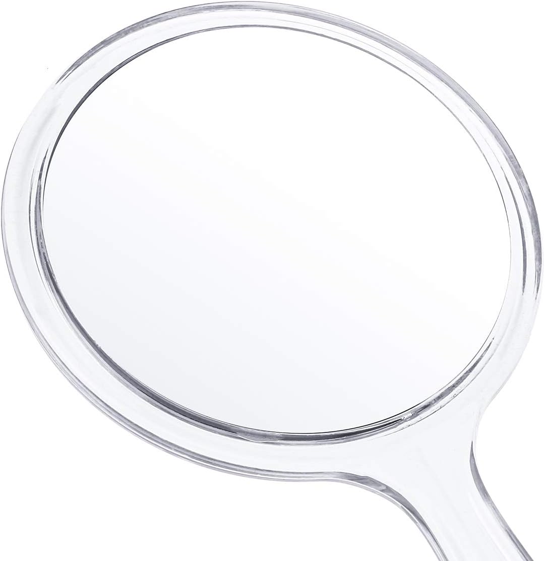 Makeup Hand Mirror, Double-Sided 3X 1x Magnifying Large Travel Handheld Mirror Cosmetic Mirror Acrylic Clear Finish Round Mirror (Clear)