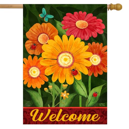 Briarwood Lane Spring House Flag 40x28 For Outdoor Colorful Daisies For Spring House Flag