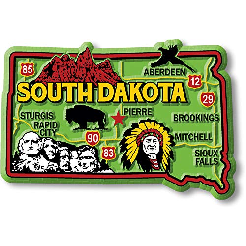 South Dakota Colorful State Magnet by Classic Magnets, 3.4" x