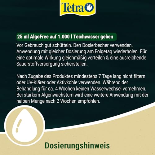 Tetra Pond AlgoFree Schwebealgen- und Fadenalgenvernichter, bekämpft langfristig grünes Wasser im Gartenteich, 250 ml