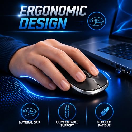 Image of Ant GLOBE15 Wireless Mouse |2.4GHz High-Speed Connectivity |1200 DPI Optical Tracking |12M Battery Life |10m Range USB Plug & Play, Lightweight Ergonomic Design for Laptop,PC,Mac,Windows -Black /Silver