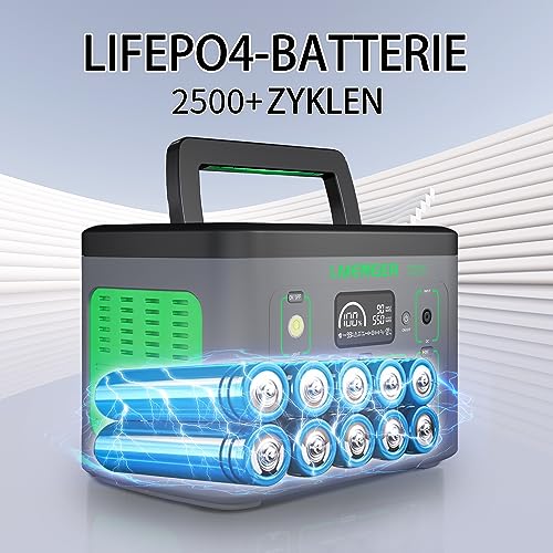LMENGER Tragbare Powerstation X3 Pro, 326Wh LiFePO4 Batterie Backup mit 550W (1000W Peak) AC Ausgängen, Solargenerator mit Drahtloses Ladegerät für Reise Camping Home Backup – Bild 3