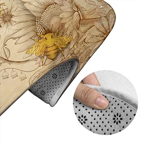 DIRYKILP Badematte + Konturmatte + Toilettendeckelbezug, Honig und Bienen 3 Stück Badematte Set, mit rutschfester Klebeunterseite – Bild 6