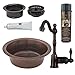 Premier Copper Products BSP4_BR14DB3-G 14-Inch Round Copper Bar Sink, Faucet and Garbage Disposal Drain Package