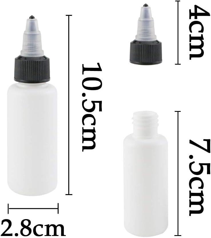 Twdrer 30 Pack White Dispensing Bottles with Twist Top Cap,Small Boston Round LDPE Plastic Squeeze Bottle(1oz/30ml)