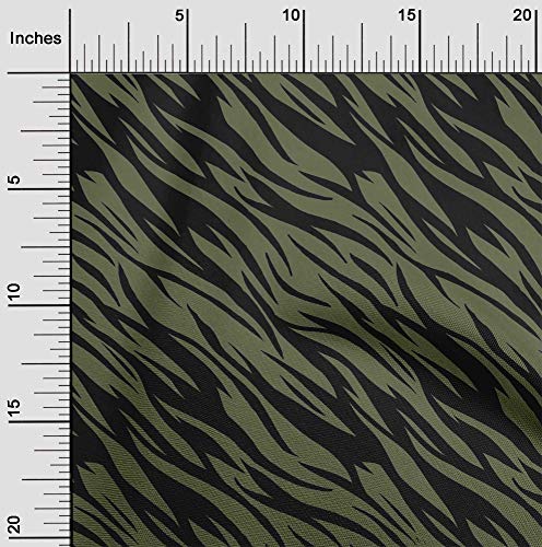 oneOone Polyester Spandex Olive Green Fabric Tiger Animal Skin Quilting Supplies Print Sewing Fabric by The Yard 56 Inch Wide