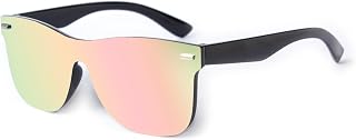One-Piece Mirror Lens Sunglasses UV400 Protection Frameless Shades for Men & Women for Driving, Travel & Fashion
