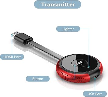 TIMBOOTECH Wireless HDMI Transmitter Red, 1 Receiver Can be Paired with 8 Transmitters, Compatiable with DV, Cable Box, Laptop, PC, Only TX