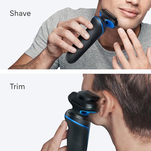 Braun Rasoir Electrique Homme Series 5 52-B1200SI Bleu, Etanche, Lames Flexibles Pour Raser Doucement Visage et Barbe, 2 Modes De Rasage, Coffret Avec Accessoire Tondeuse De Précision, En Carton - 6