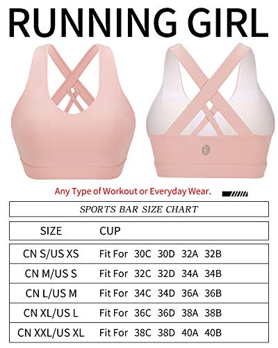 Running Girl Sports Bra For Women, Criss-Cross Back Padded Strappy Sports Bras Medium Support Yoga Bra With Removable Cups (Wx2353D,Pink.l) #TOP5