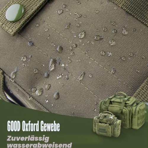 Dr.Fish Angeltasche zur Aufbewahrung von Angelgeräten mit Mehreren Taschen und Schulterbund, große Handtasche, wasserabweisend zum Angeln, Wandern, Jagen, Camping, Reisen, Armeegrün – Bild 3