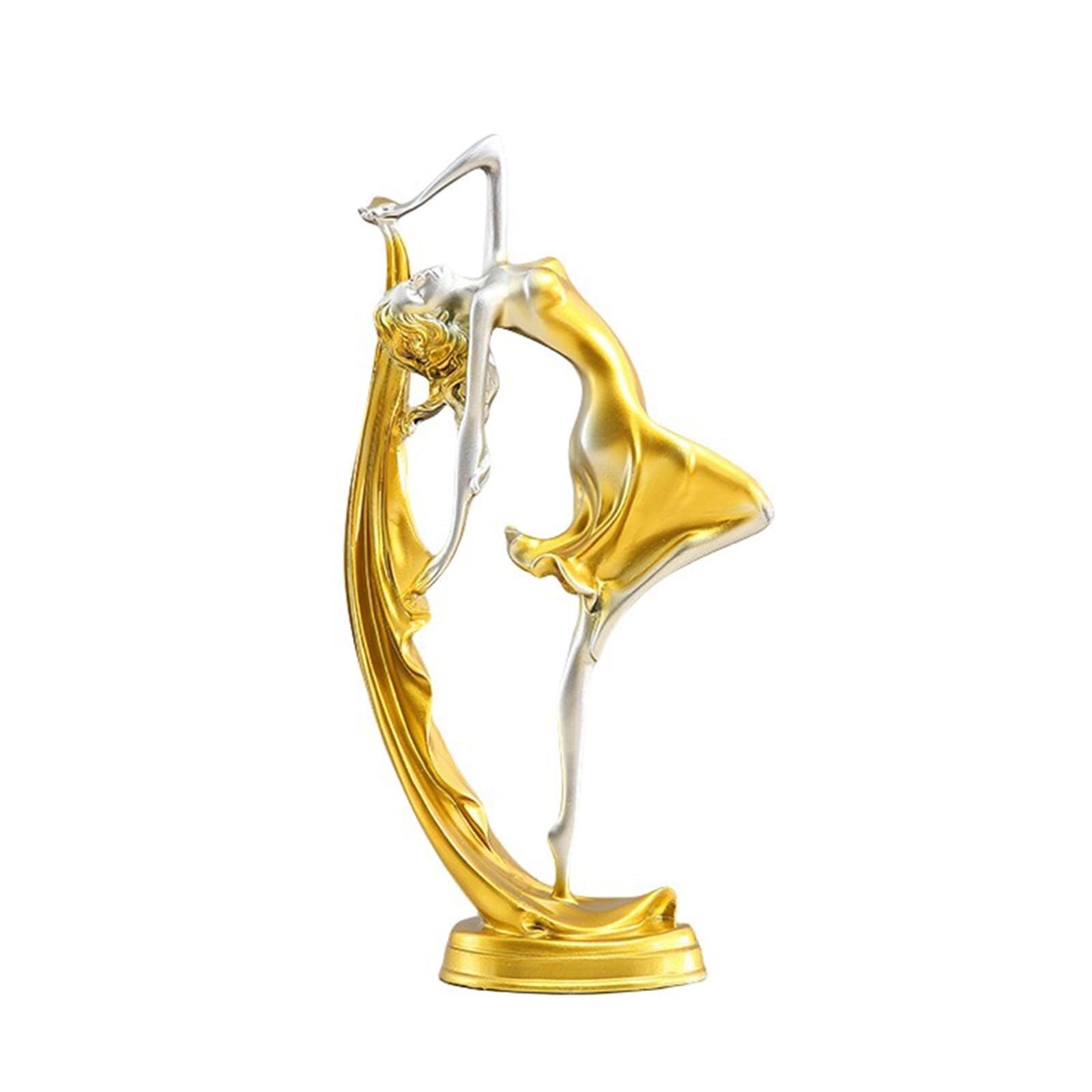 JJJing5 Decor Dancing Girl Statue Home Decoration Ballet Statues Sculpture Art Figurine Nightstand Accessories(Gold,L)