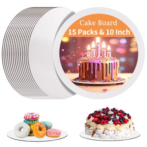 15PCS Cake Boards 10 inch Round， White Cake Board Rounds