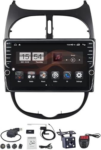 VOLEMI Radio de coche con pantalla táctil doble DIN de 9 pulgadas para Peugeot 206 1998-2012 con CarPlay Android AutoBluetooth Android 11 estéreo