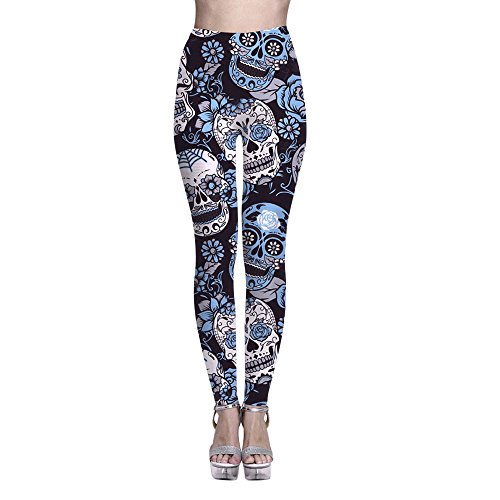 LISTHA Yoga Leggings Women Skull Print Stretch Pants Workout Gym Running Trouser