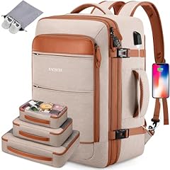 Beige-brown (Backpack With 4 Packing Cubes)