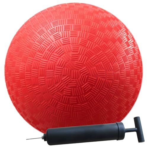 AppleRound 8.5 Inch Playground Ball with Air Pump, Pack of 1 Ball with 1 Pump, Official Size for Dodge Ball, Handball, Camps and Schools (Red)