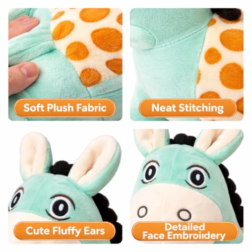 Image of Mint Green Donkey Soft Toy for Kids, 25 cm Length, 20 cm Height, 10 cm Width, Plush Stuffed Animal Toy for Baby Boys & Girls