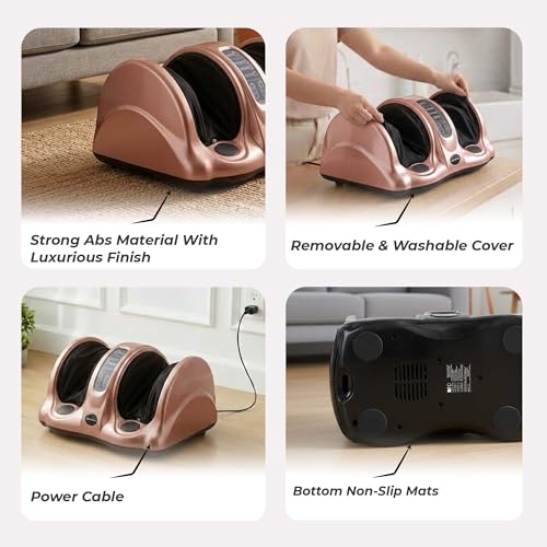 Image of Durafit91 Electric Foot Massager for Pain Relief, Feet Massager with Hand Simulation Massage, Air Compression, Shiatsu, Deep Kneading , Blood Circulation, Relaxation & Stress Relief, Portable Massager Rose Gold