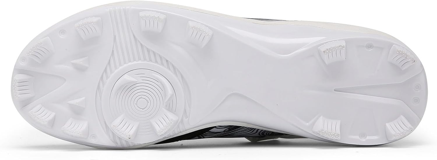 DHAEY Softball Shoes for Men Women Professional Outdoor Baseball Cleat Shoe Competition Training Shoeswith 13 Fixed Anti-Skid Nail Comfortable Turf Shoes (Color : White Black, Size : 9.5 Women/8 Men)