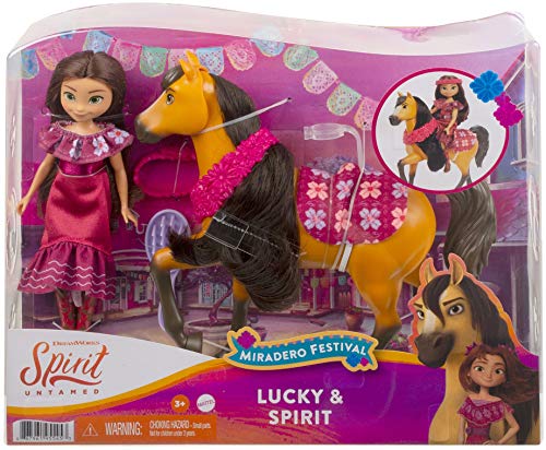 Mattel Spirit Untamed Miradero Festival Lucky Doll (7-In) With Dress, Floral Crown, Brush & Spirit Horse (8-In) With Long Mane, Floral Garland, Horse Blanket, Great Gift For Ages 3 Years Old & Up #TOP5