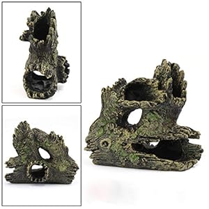 SHUAIGUO Ornamento dell’acquario Driftwood Resina Tronco di legno DIY Hollow House Ornamento della caverna per acquario Decorazione del paesaggio dell’acquario