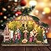 JILPAK Nativity Sets for Christmas Indoor with LED Light The Real Life Naticity Scene 10-Piece Christmas Nativity Set with Resin Nativity Figures and Wooden Stable
